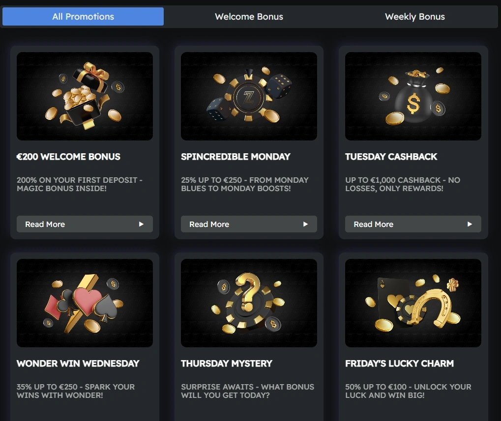 Bonus et offres du casino Betzino